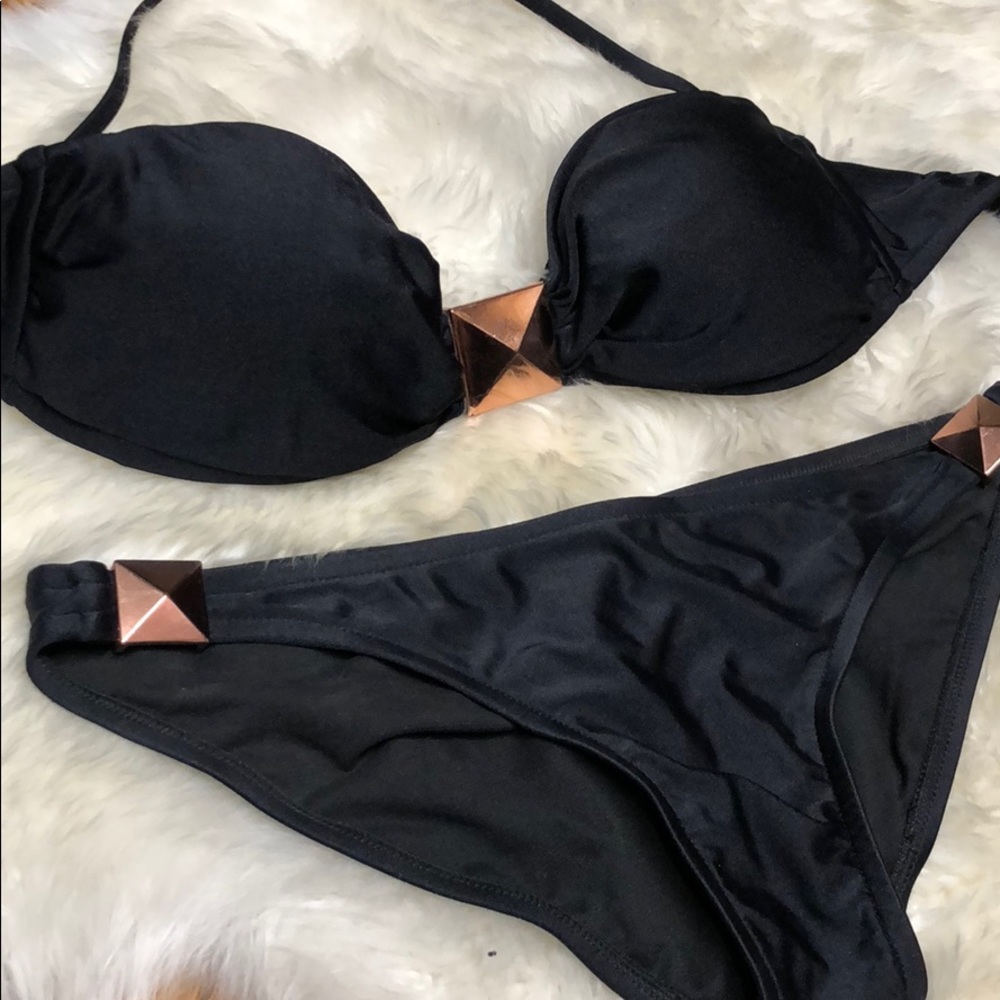 Black Bikini with Rose Gold Hardware